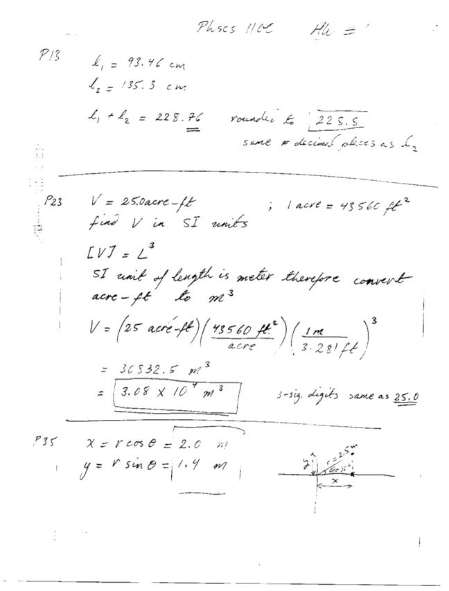 Phyics 1100 Homework Solutions