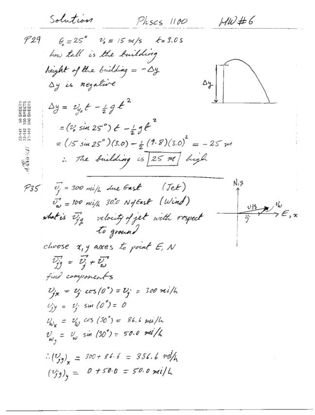 Phyics 1100 Homework Solutions